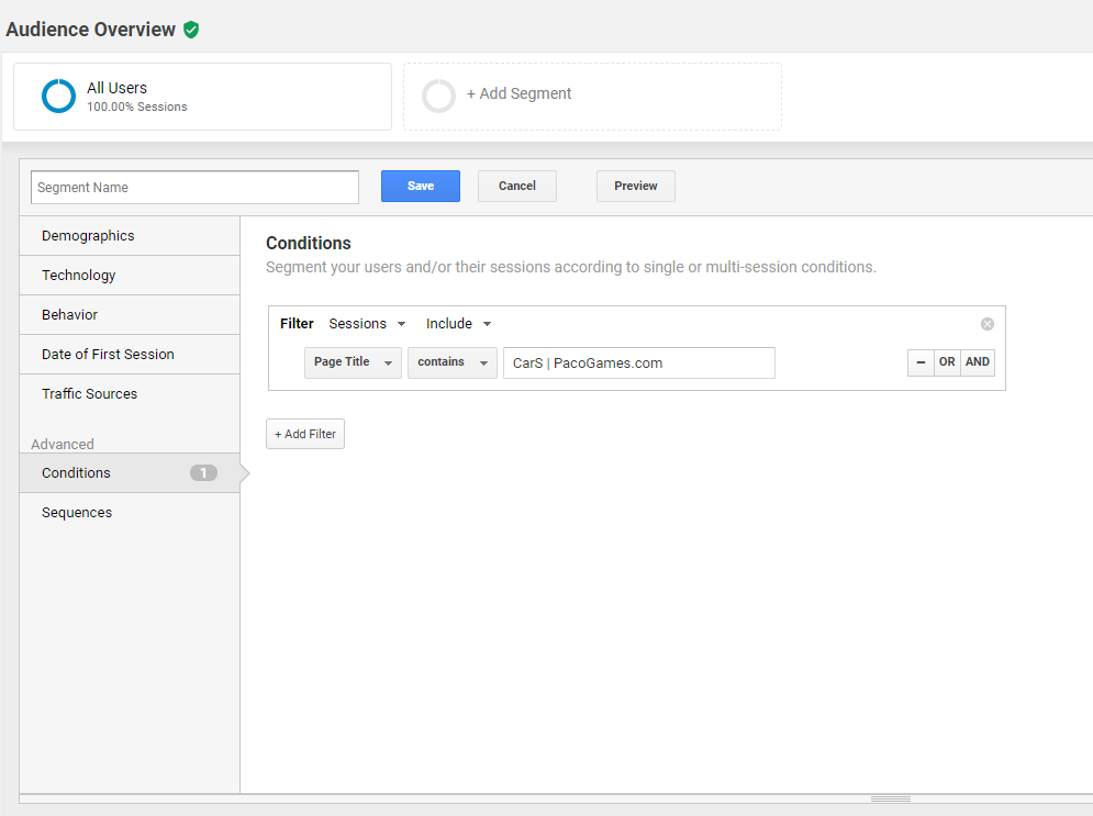 Googleanalytics segments